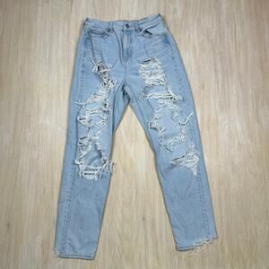 American Eagle Distressed Blowout Destroyed Mom High Rise Casual Denim Jeans 4